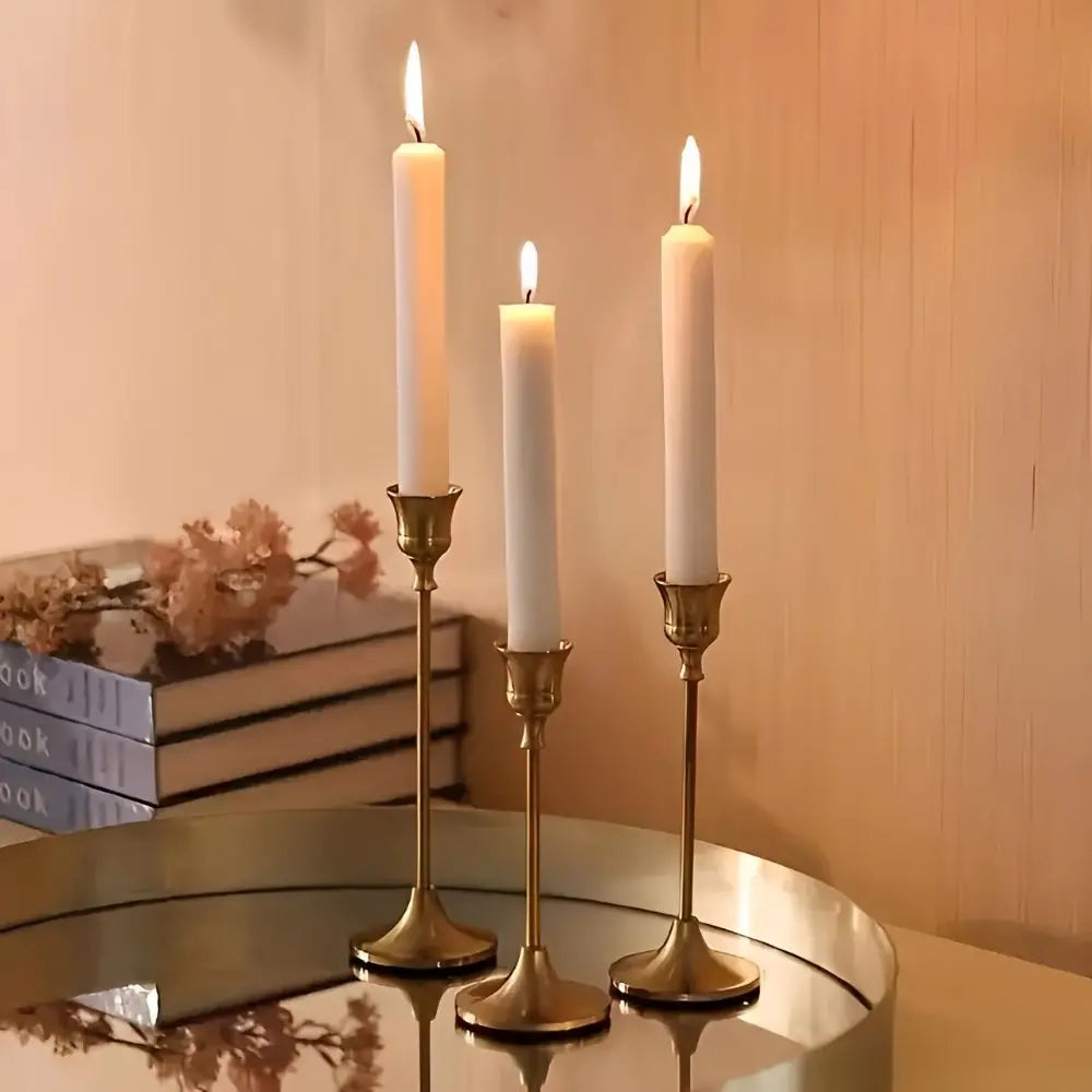 🕯️ 6-Piece Gold Metal Candlestick Holder Set