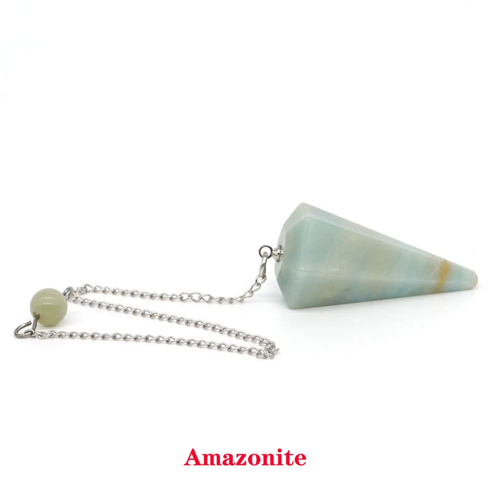 Pyramid Pendulum Natural Gemstone Chain Chakra Amulet Pendant Jewelry Reiki Healing Crystal Witchcraft Supplies Decor Ornaments