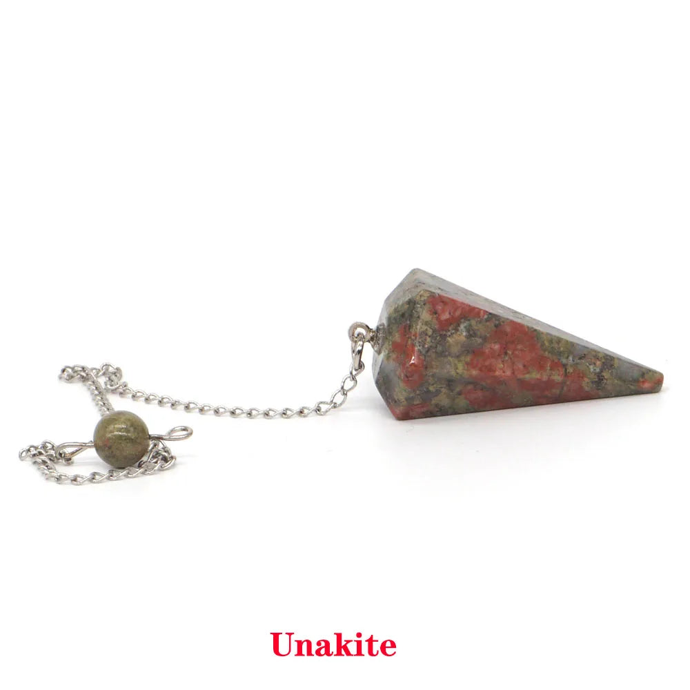 Pyramid Pendulum Natural Gemstone Chain Chakra Amulet Pendant Jewelry Reiki Healing Crystal Witchcraft Supplies Decor Ornaments