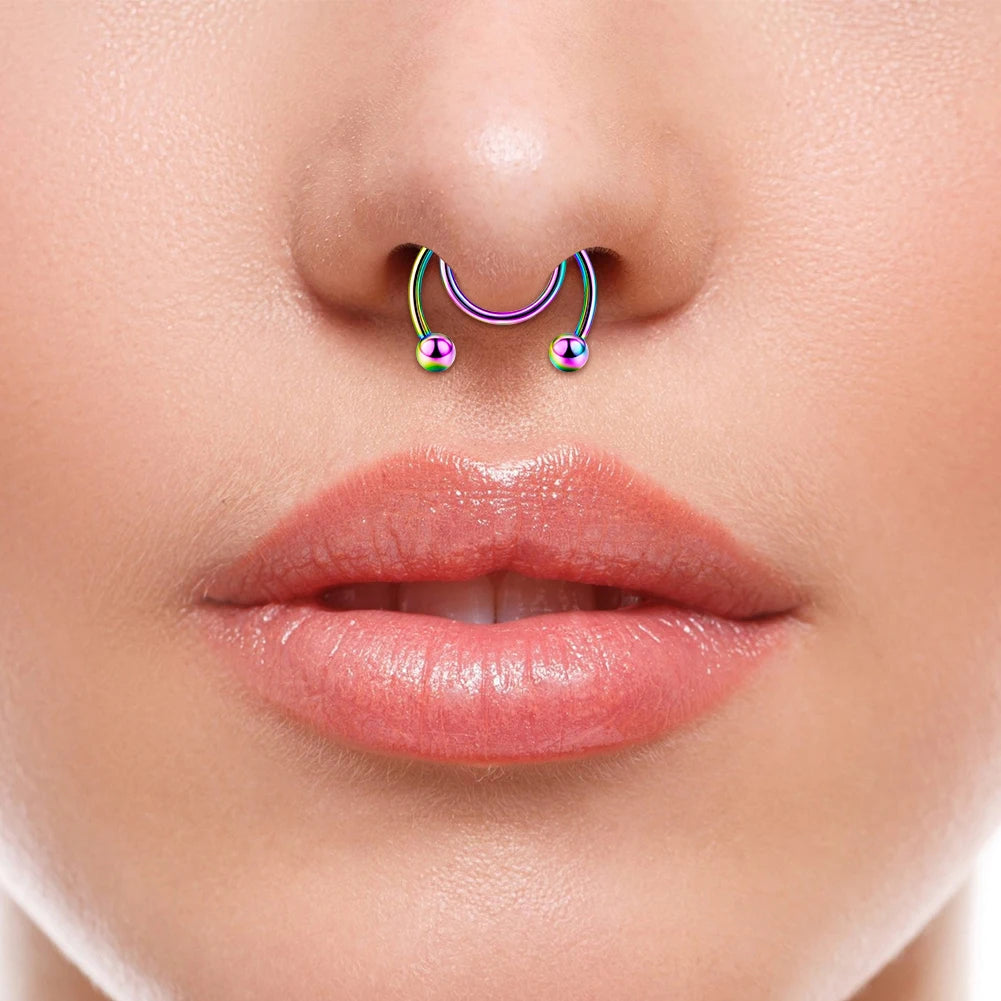 5Pcs Stainless Steel Fake Septum Rings, Faux Nose Ring Hoop
