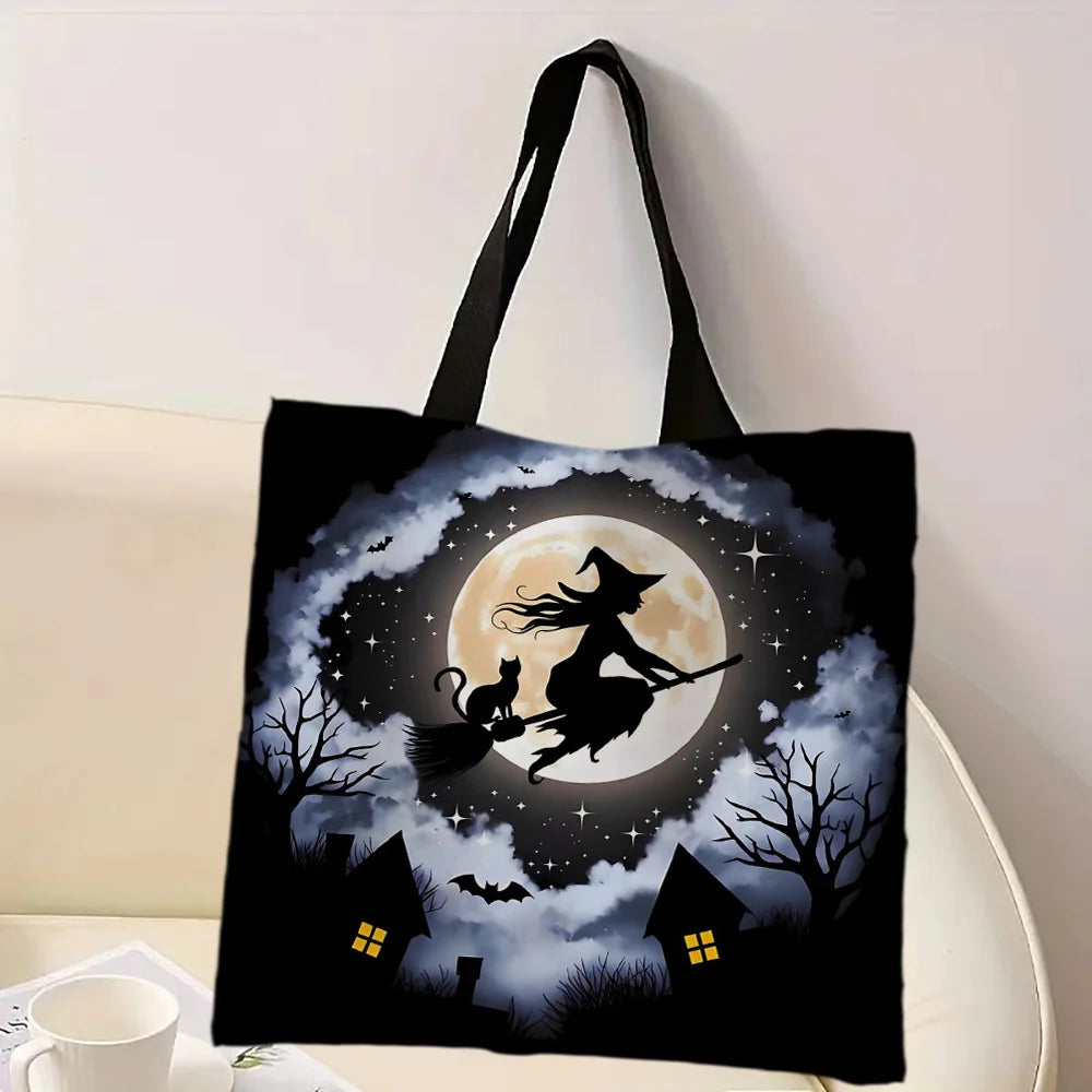 Witchcraft-Themed Handbag Shopping Bag Adorable Bags for Outdoor Travel Shoulder Large Capacity Tote Bags Halloween Magic Gift