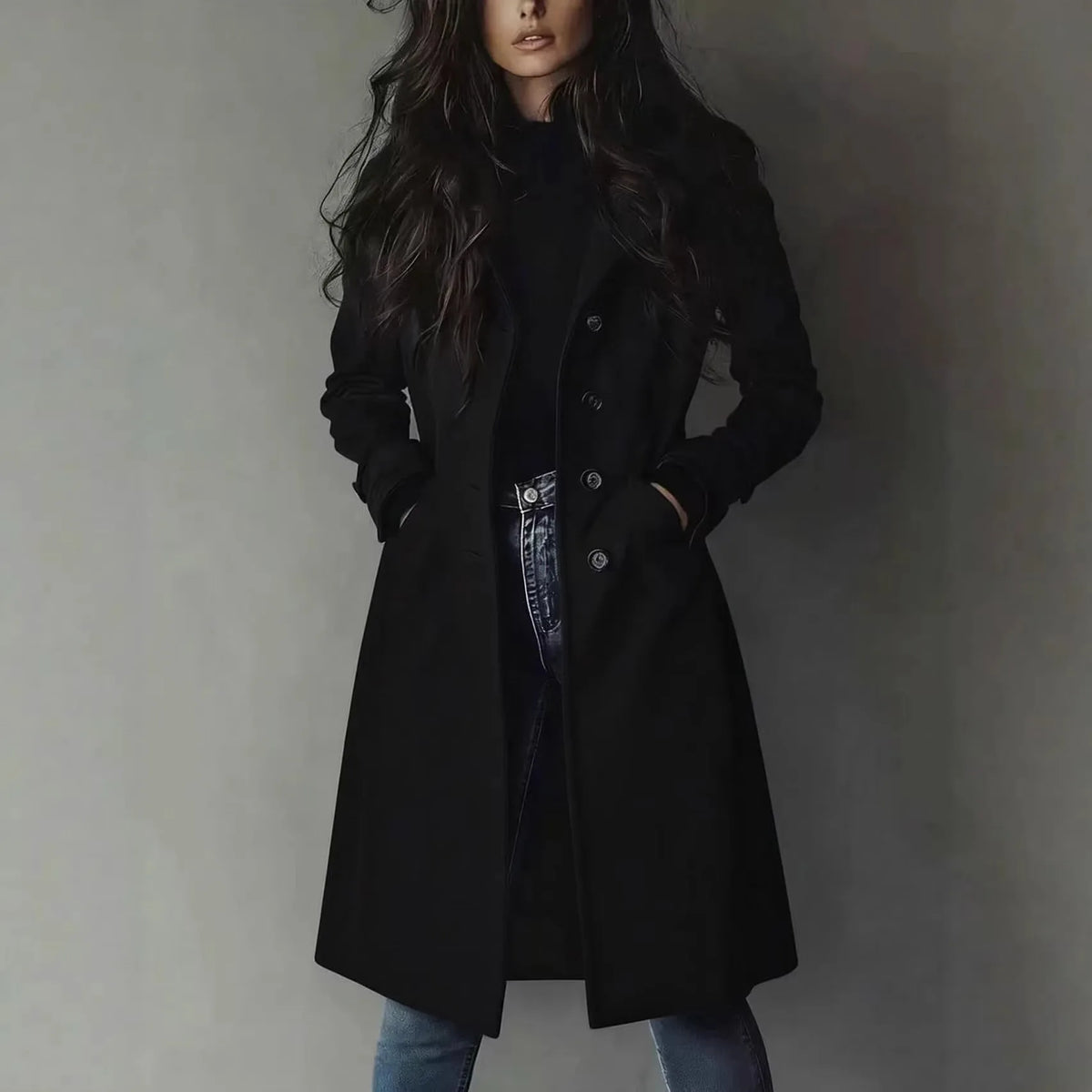 Brown Faux-Suede Longline Trench Coat