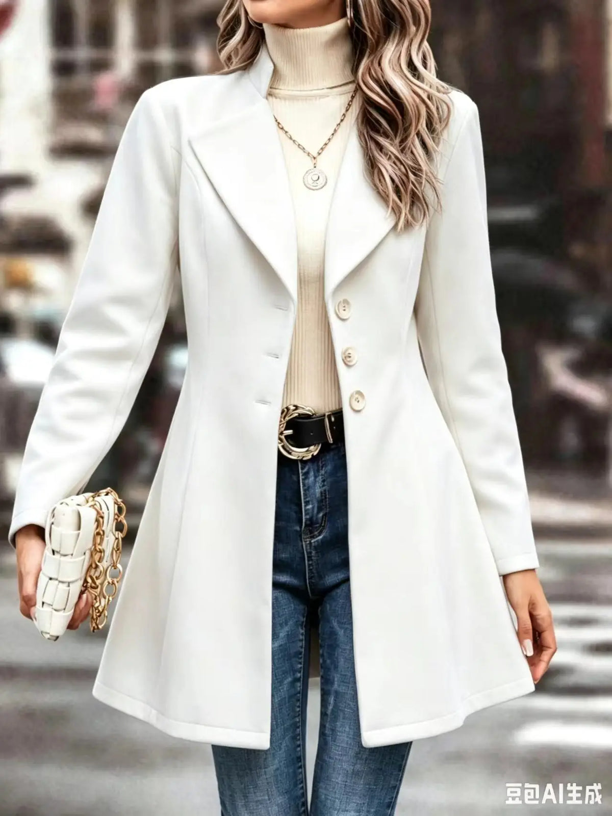 Tailored Lapel Coat with Button Front