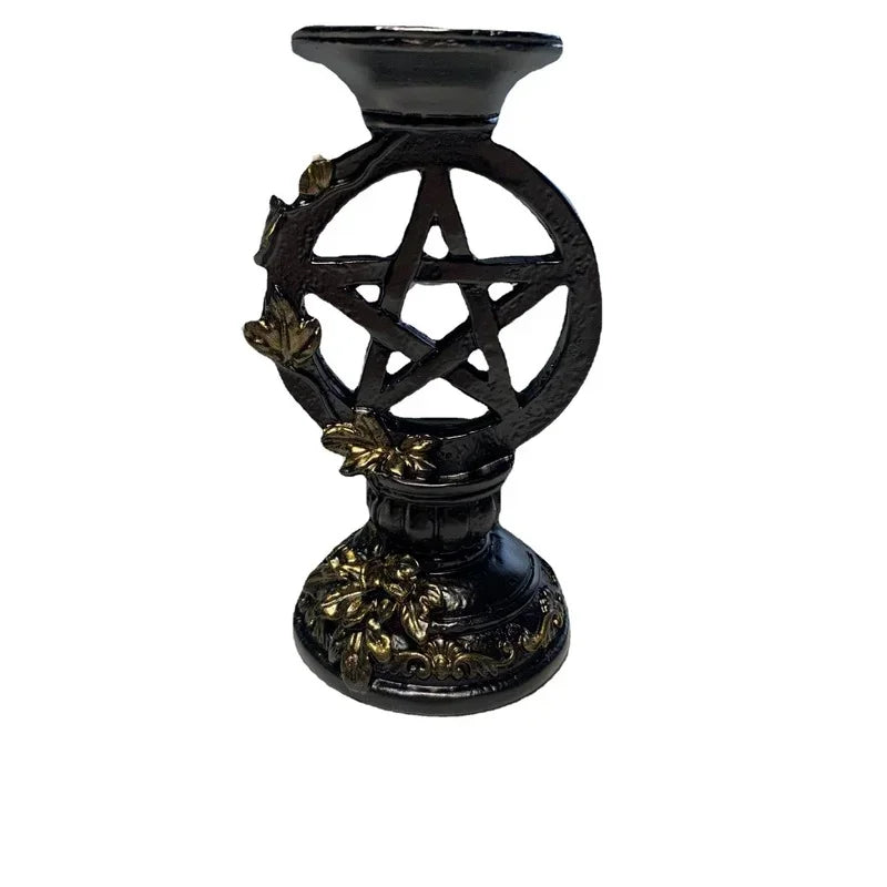 🔮 Pentagram Crystal Ball Display Stand & Altar Candle Holder