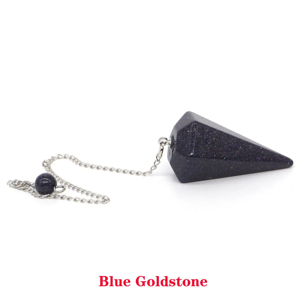Pyramid Pendulum Natural Gemstone Chain Chakra Amulet Pendant Jewelry Reiki Healing Crystal Witchcraft Supplies Decor Ornaments