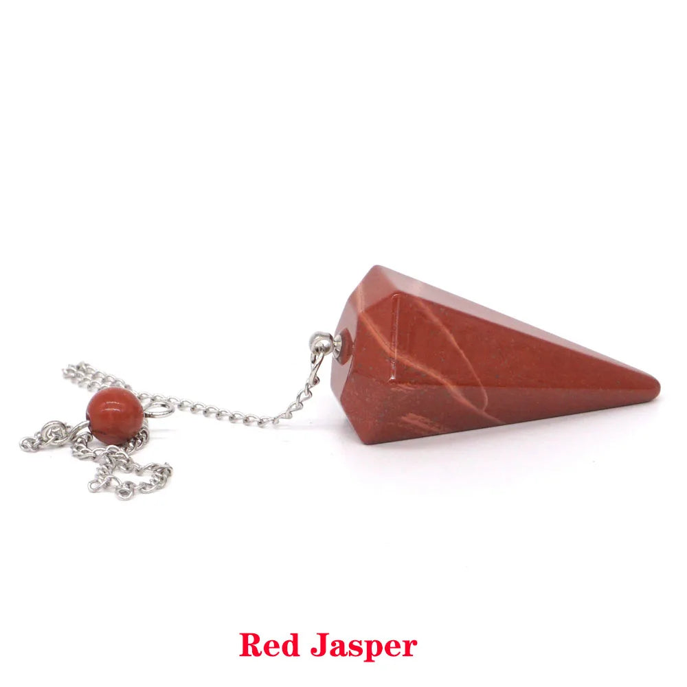 Pyramid Pendulum Natural Gemstone Chain Chakra Amulet Pendant Jewelry Reiki Healing Crystal Witchcraft Supplies Decor Ornaments