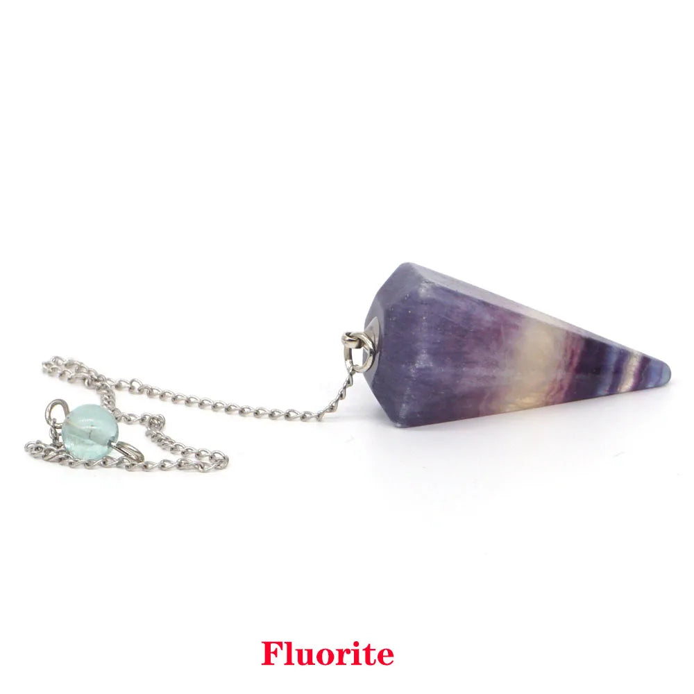 Pyramid Pendulum Natural Gemstone Chain Chakra Amulet Pendant Jewelry Reiki Healing Crystal Witchcraft Supplies Decor Ornaments