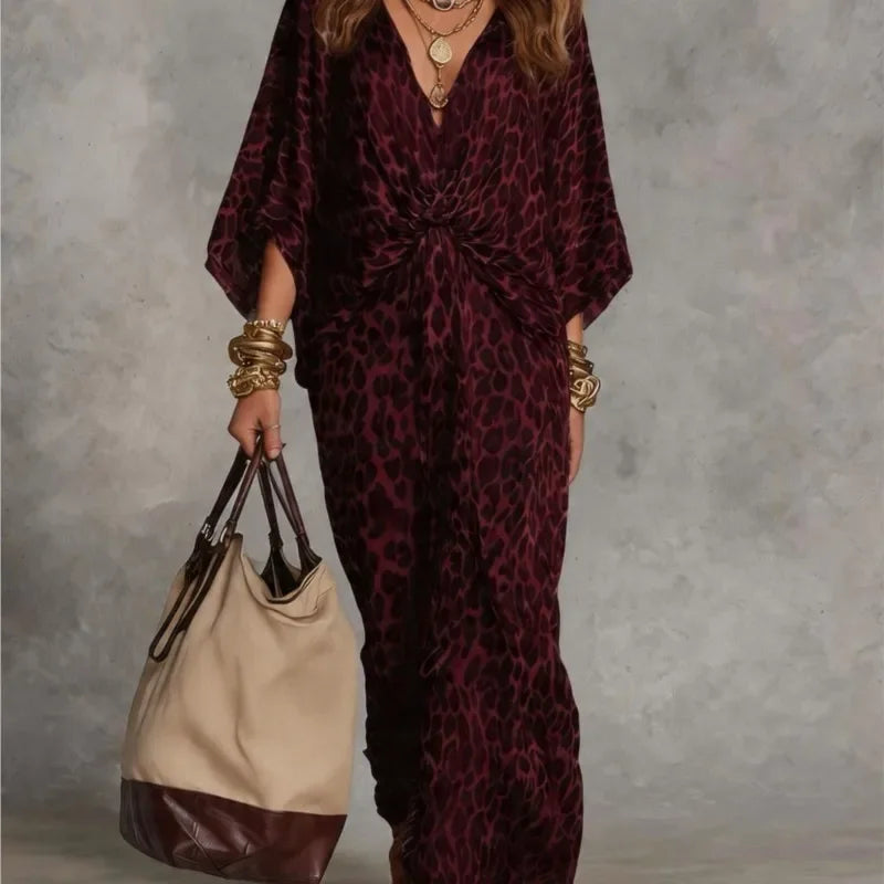 Leopard-Print Twist-Front Maxi Dress