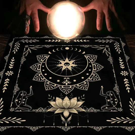 Tarot Tablecloth With Your Power, Snake Shaped Floral And Plant Print Astrology Tablecloth, Altar Decoration Tablecloth