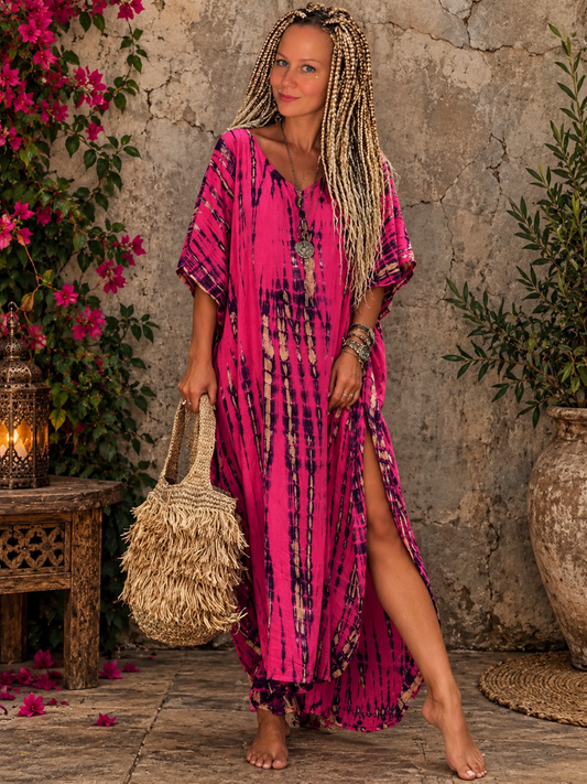 Bohemian Tie Dye Tunic Beach Cover Up