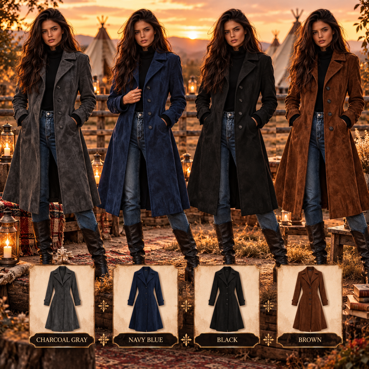 Brown Faux-Suede Longline Trench Coat