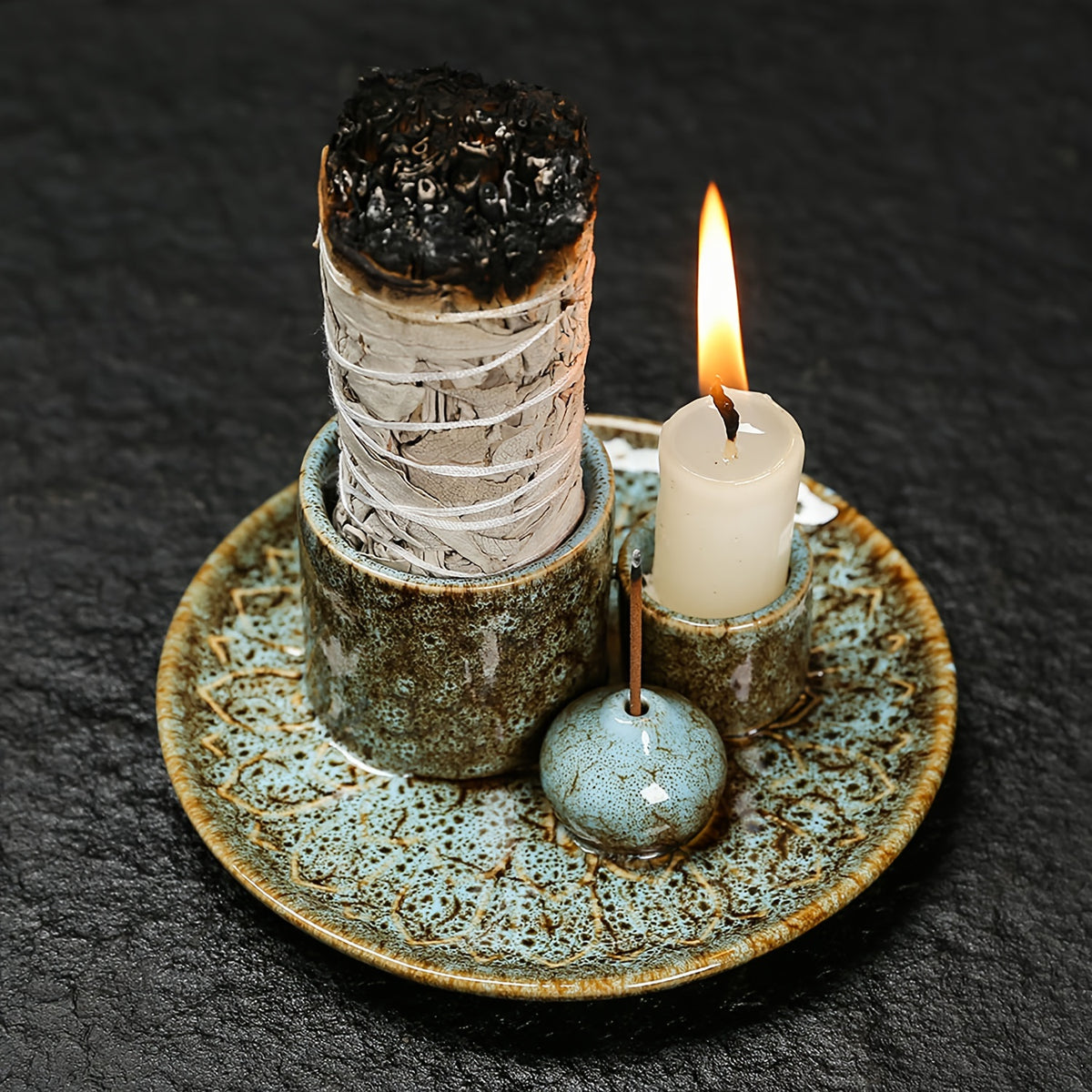 Versatile Ceramic Burner Tray - Incense, Sage & Palo Santo Holder
