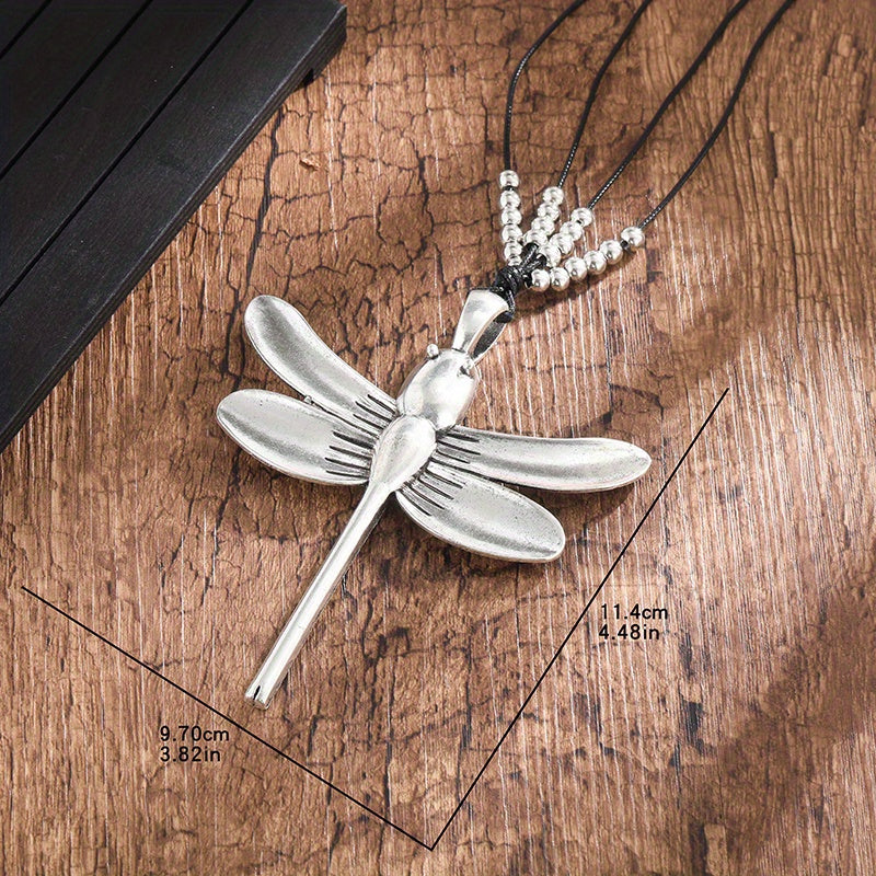 Vintage Beaded Dragonfly Pendant Necklace, Bohemian Style Accessories for Women