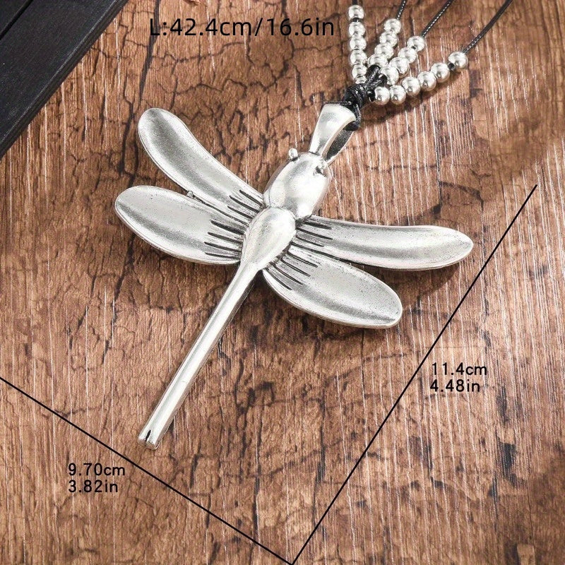 Vintage Beaded Dragonfly Pendant Necklace, Bohemian Style Accessories for Women