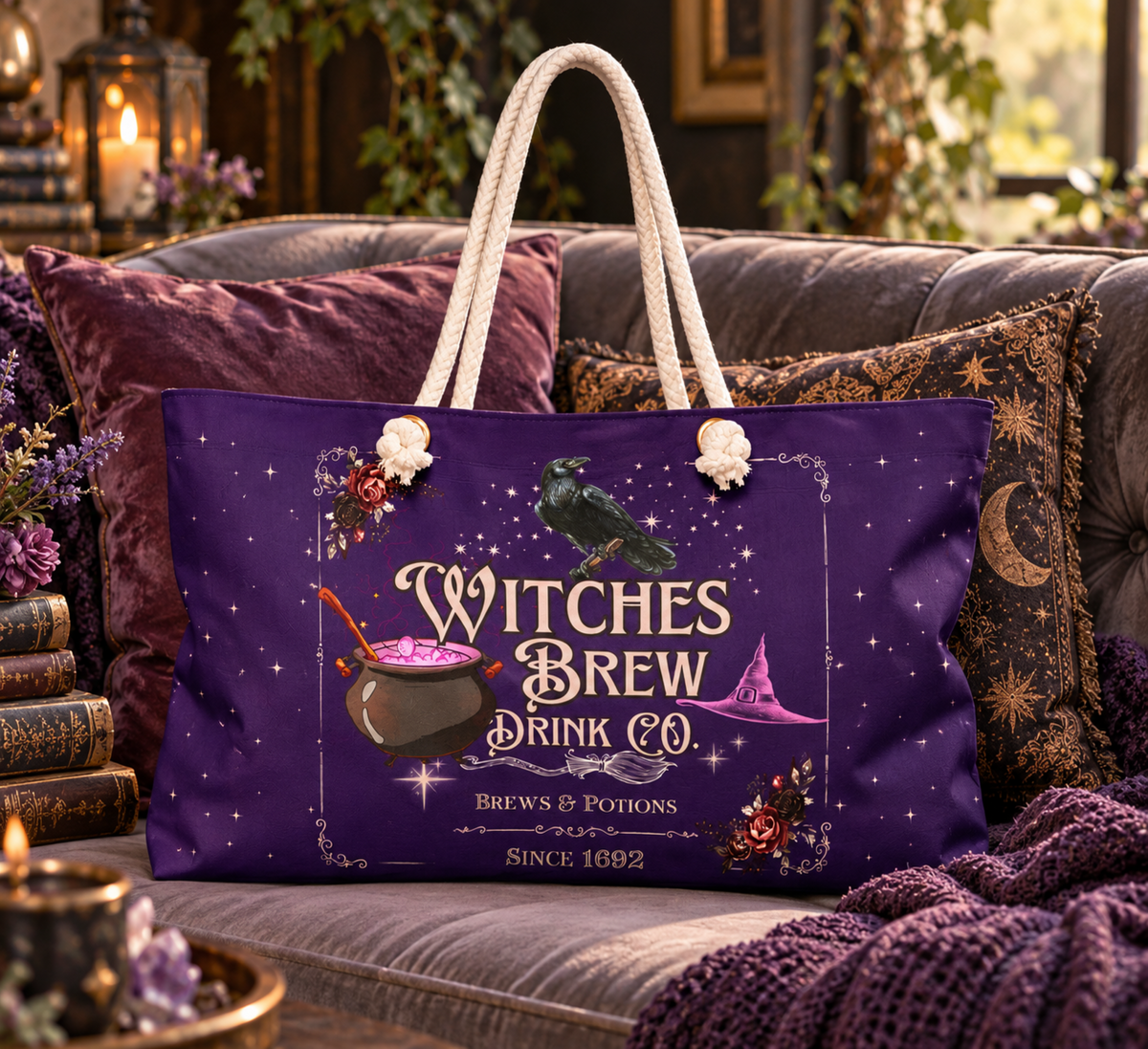 Personalized Witches Brew Raven Weekender Tote