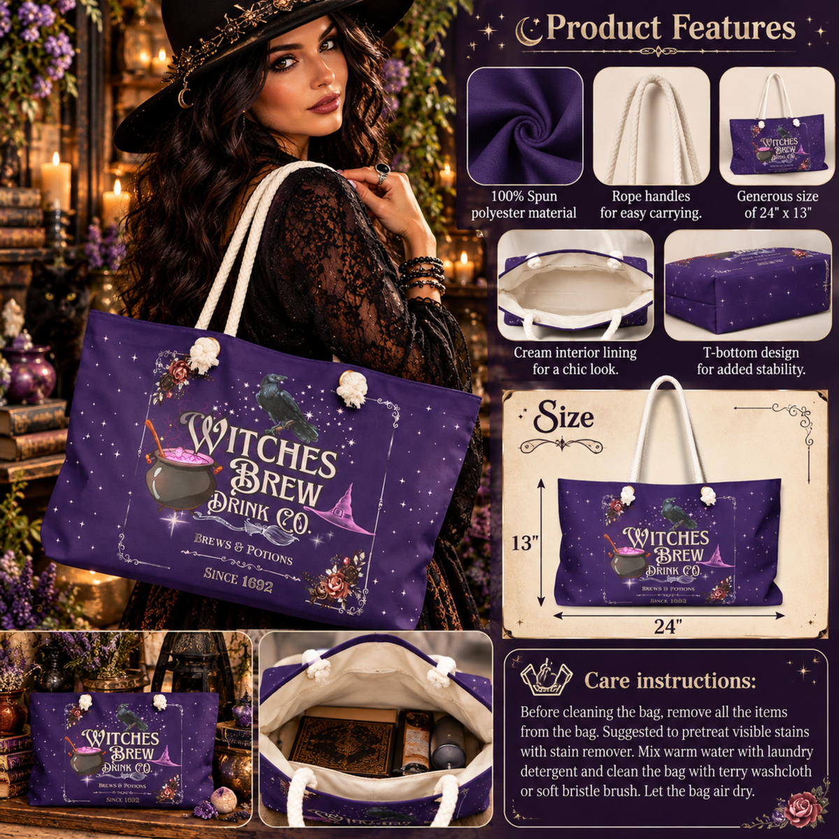 Personalized Witches Brew Raven Weekender Tote
