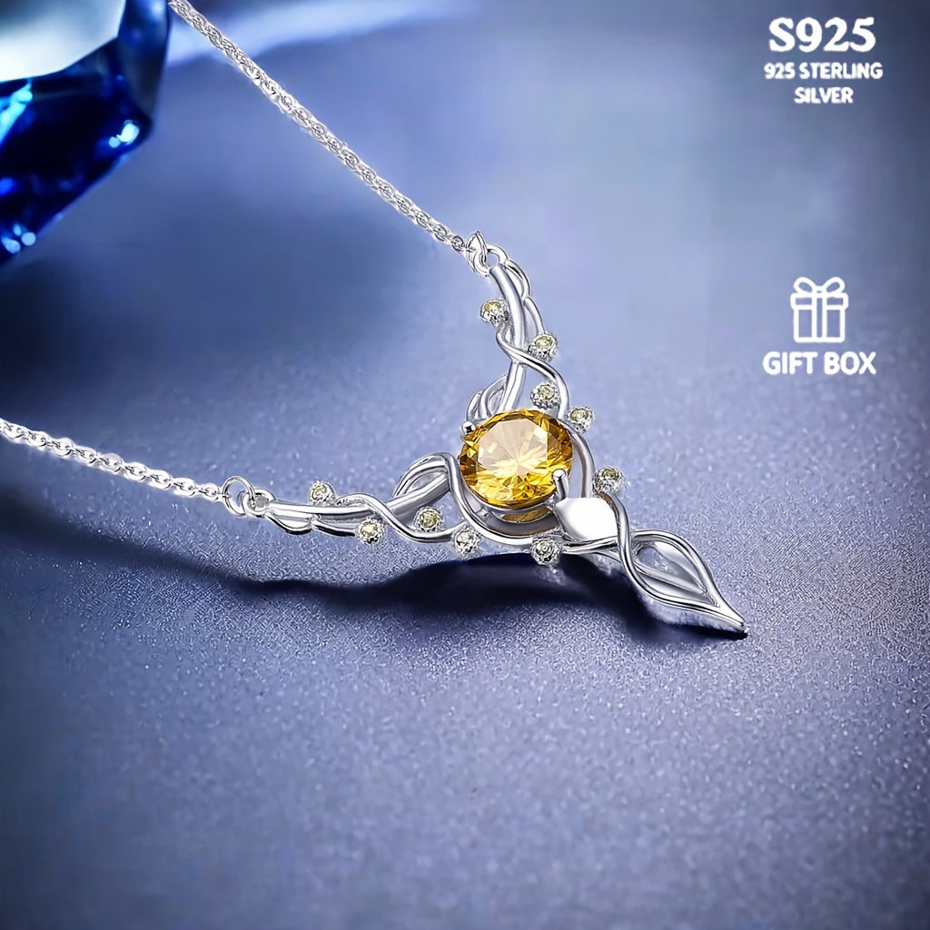 925 Sterling Silver 18K Gold Plated Antler Pendant Necklace
