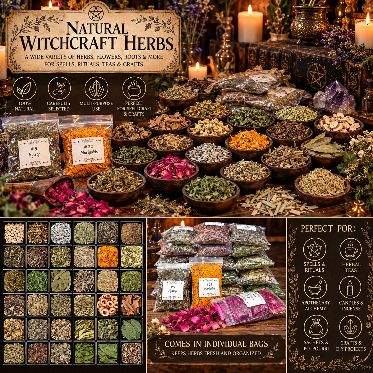 🌿 Natural Witchcraft Herbs Collection 🌙