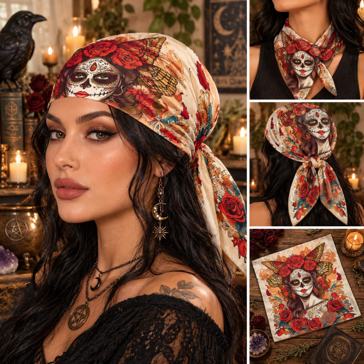 Day of the Dead Sugar Skull Bandana