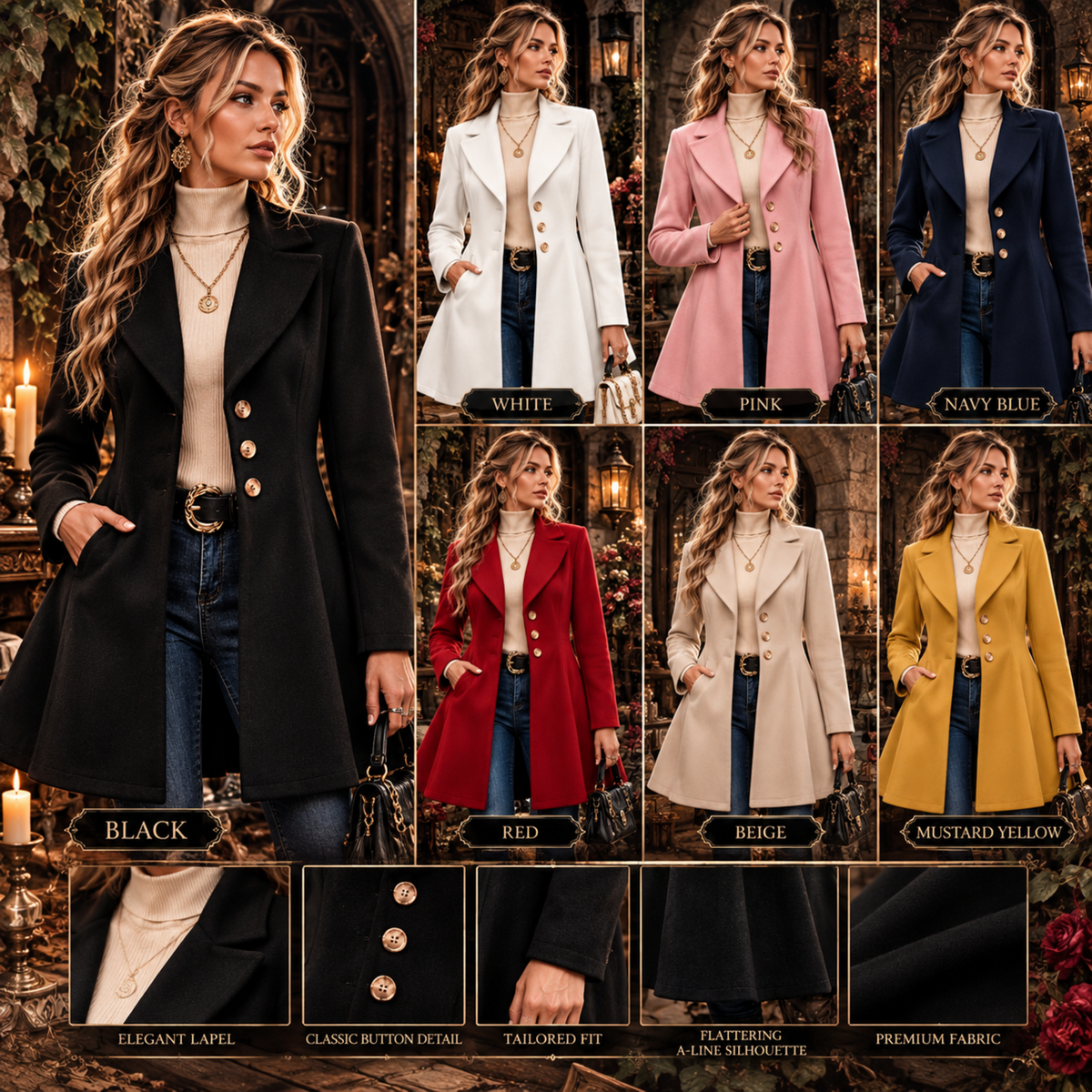 Tailored Lapel Coat with Button Front