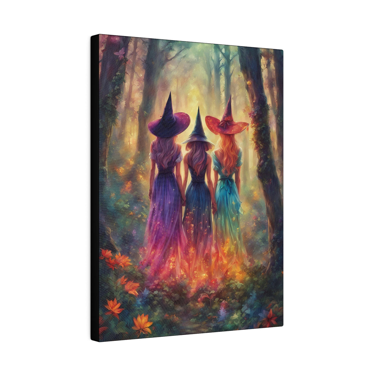 Enchanting Witches Coven Canvas Art Print: Mystical Forest Decor