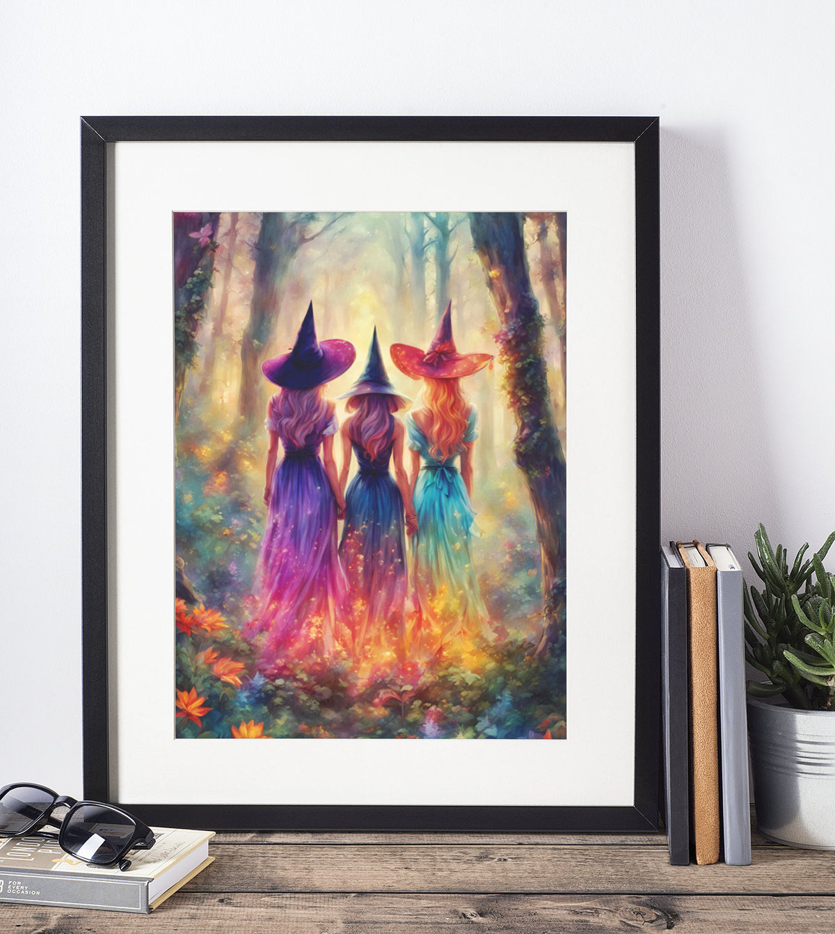 Bedroom Wall Decor Idea for Halloween Enchanting Witches Whimsigoth Entryway Decor Cottagecore Witch Painting Gift for Holidays Mystical Art