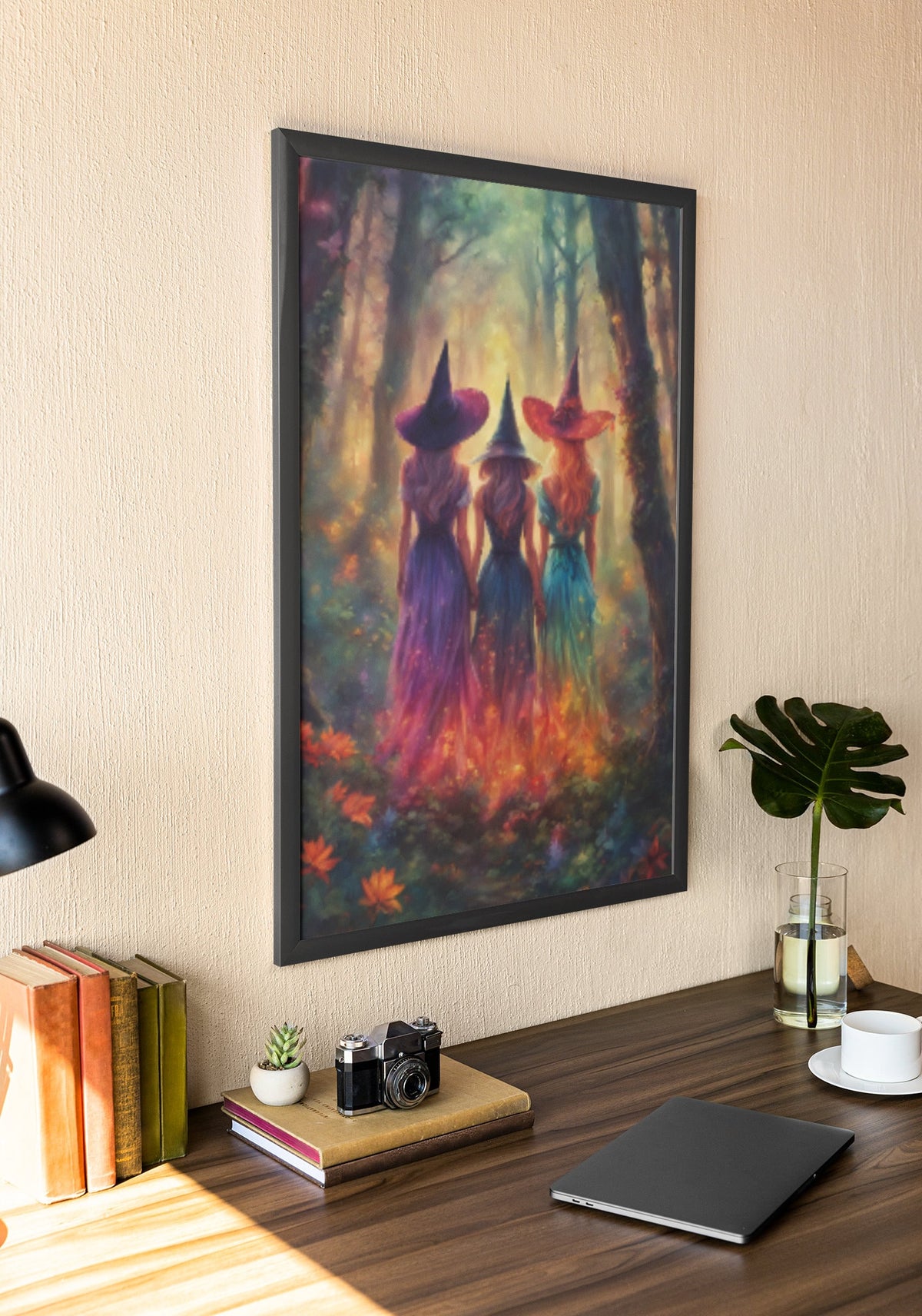 Enchanting Witches Coven Canvas Art Print: Mystical Forest Decor