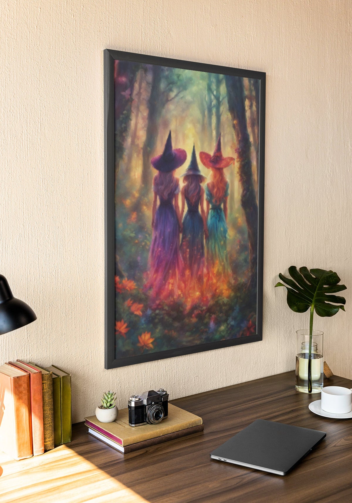 Bedroom Wall Decor Idea for Halloween Enchanting Witches Whimsigoth Entryway Decor Cottagecore Witch Painting Gift for Holidays Mystical Art