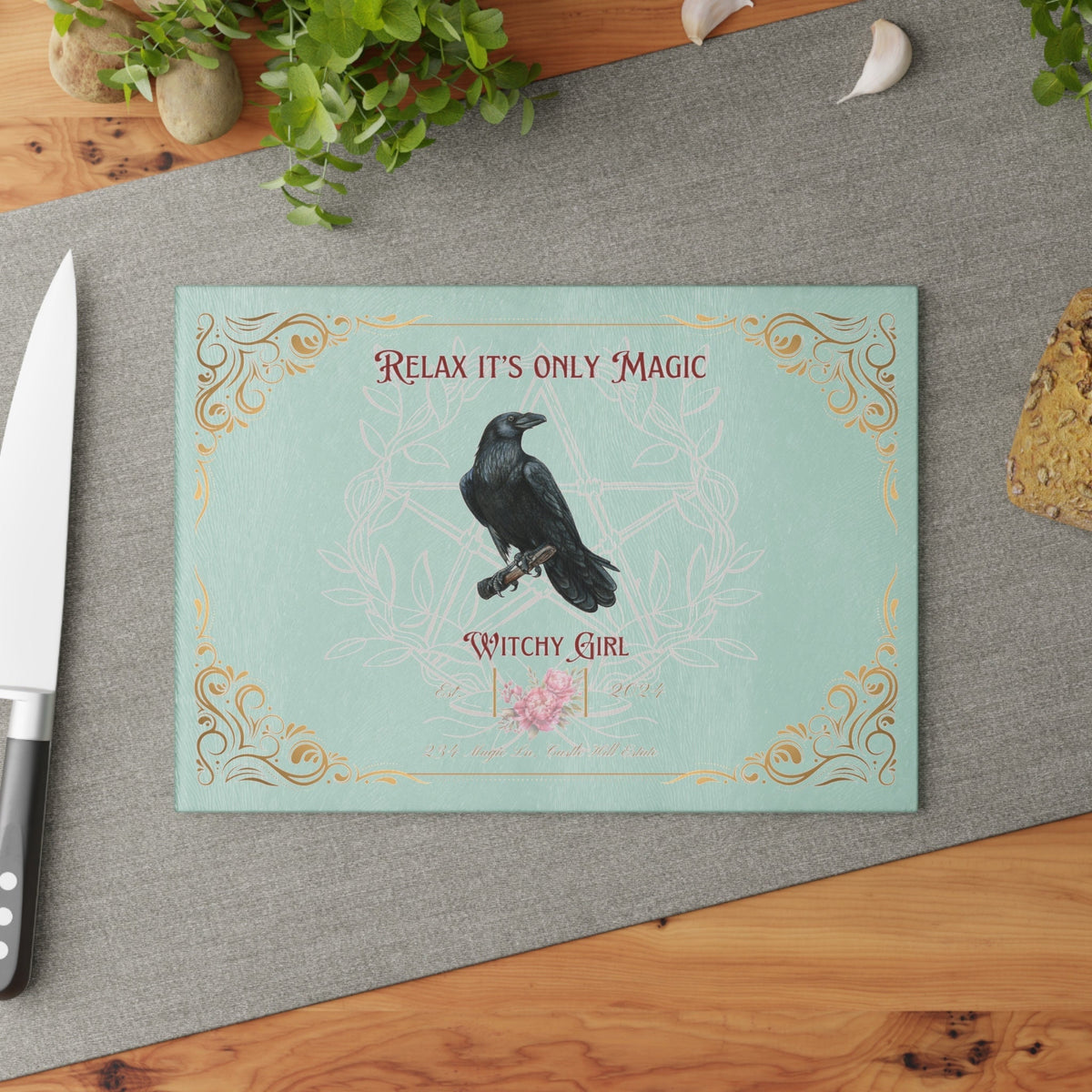Practical Magic Accessory for Halloween Cutting Board Idea for Good Witch Crow Themed Gifts for Bird Nerd Dark Academia Whimsigoth Decor