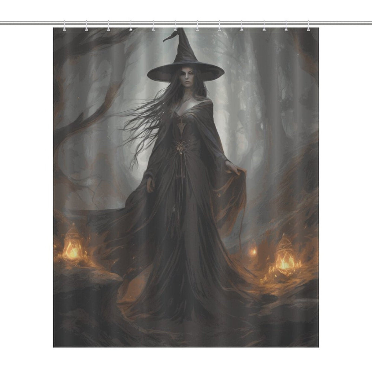 Spooky Witch Shower Curtain Halloween Decor