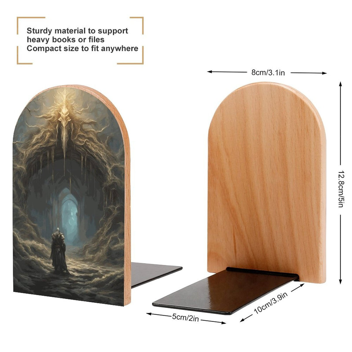 Elden Ring Bookends Age of Sigmar Beech Wood & Iron Night Lord Gamer Decor Dark Souls Video Game Fantasy Bookend Mordheim Gamer Gothic Decor