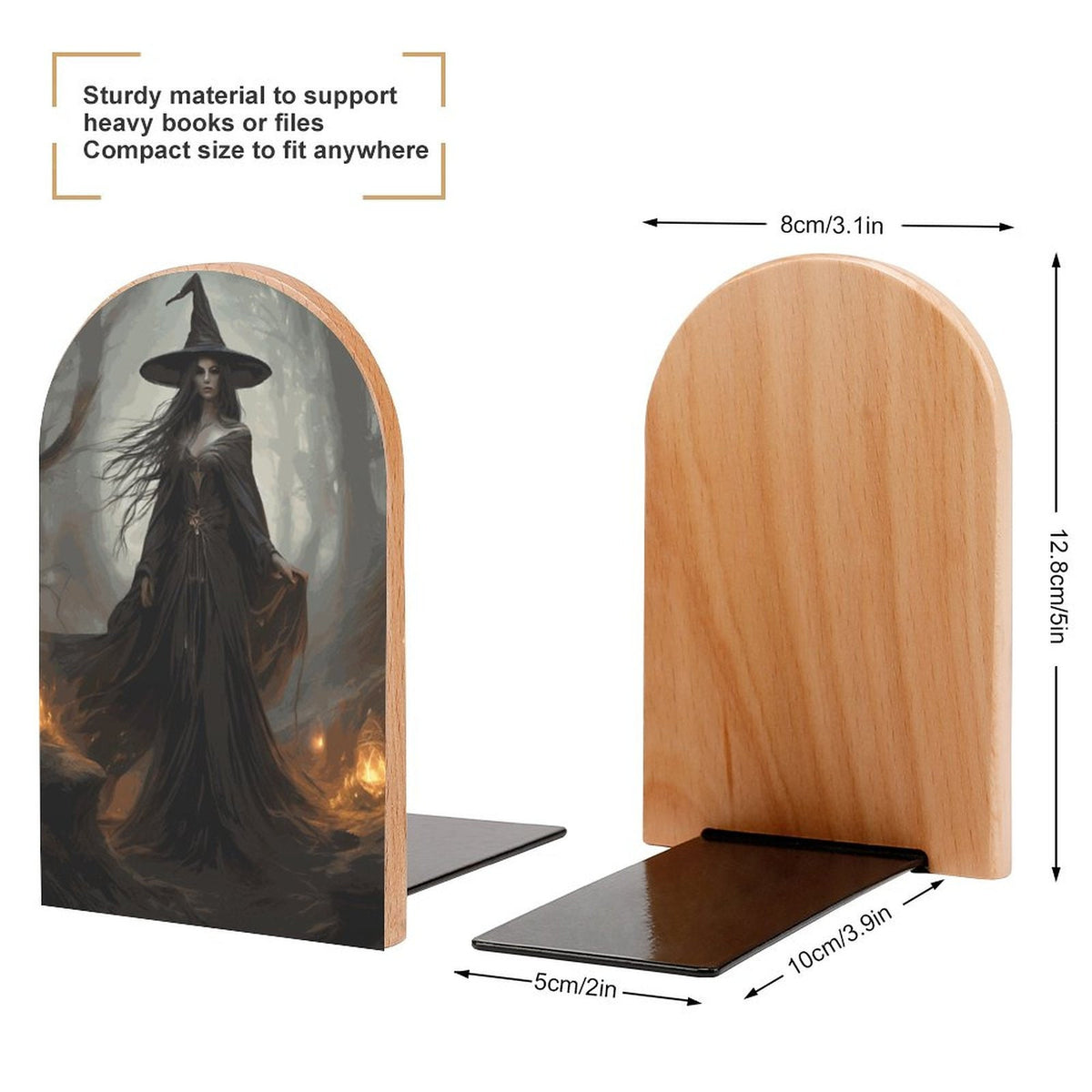 Witch Wood Bookends: Beech Wood & Iron, Occult Pagan Decor