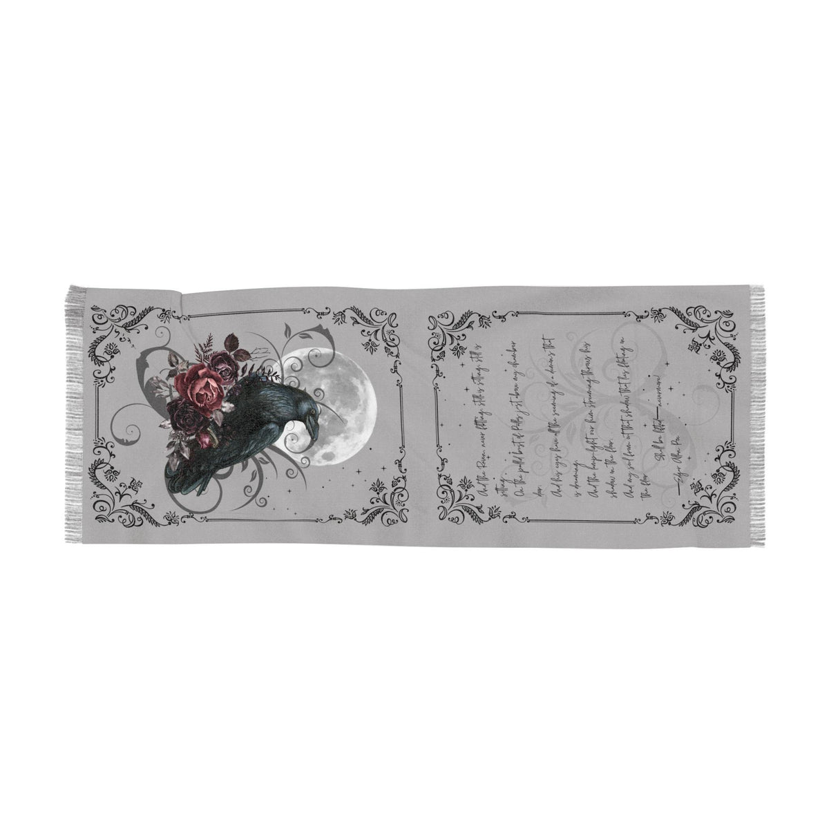 Edgar Allan Poe "The Raven" Poem Scarf: Gothic Book Lover Gift