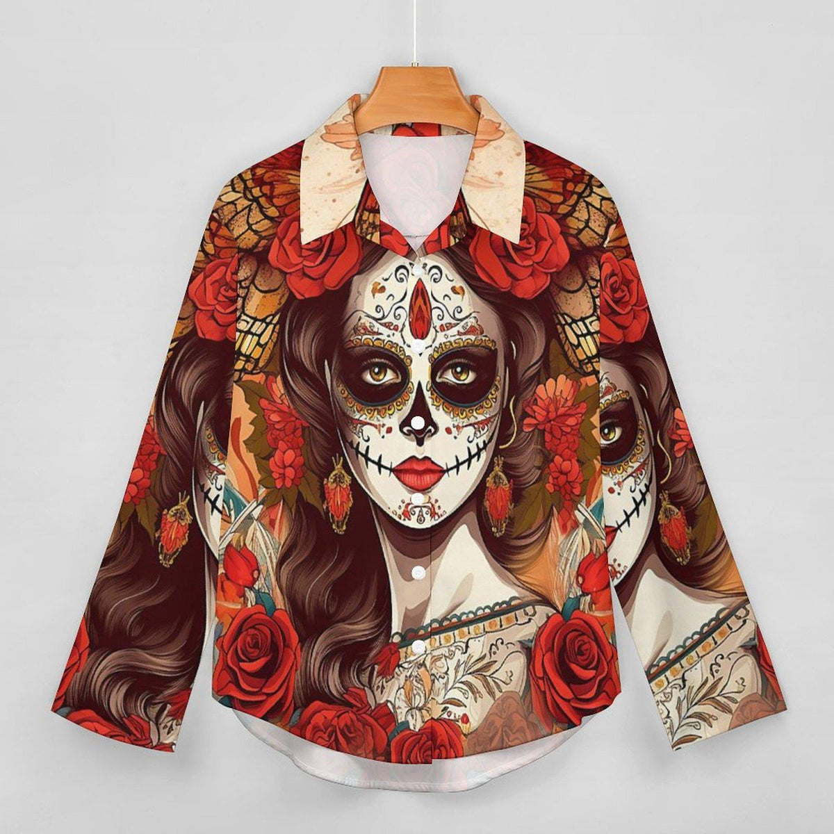 Witchy Day of the Dead Sugar Skull Blouse, Halloween Fashion