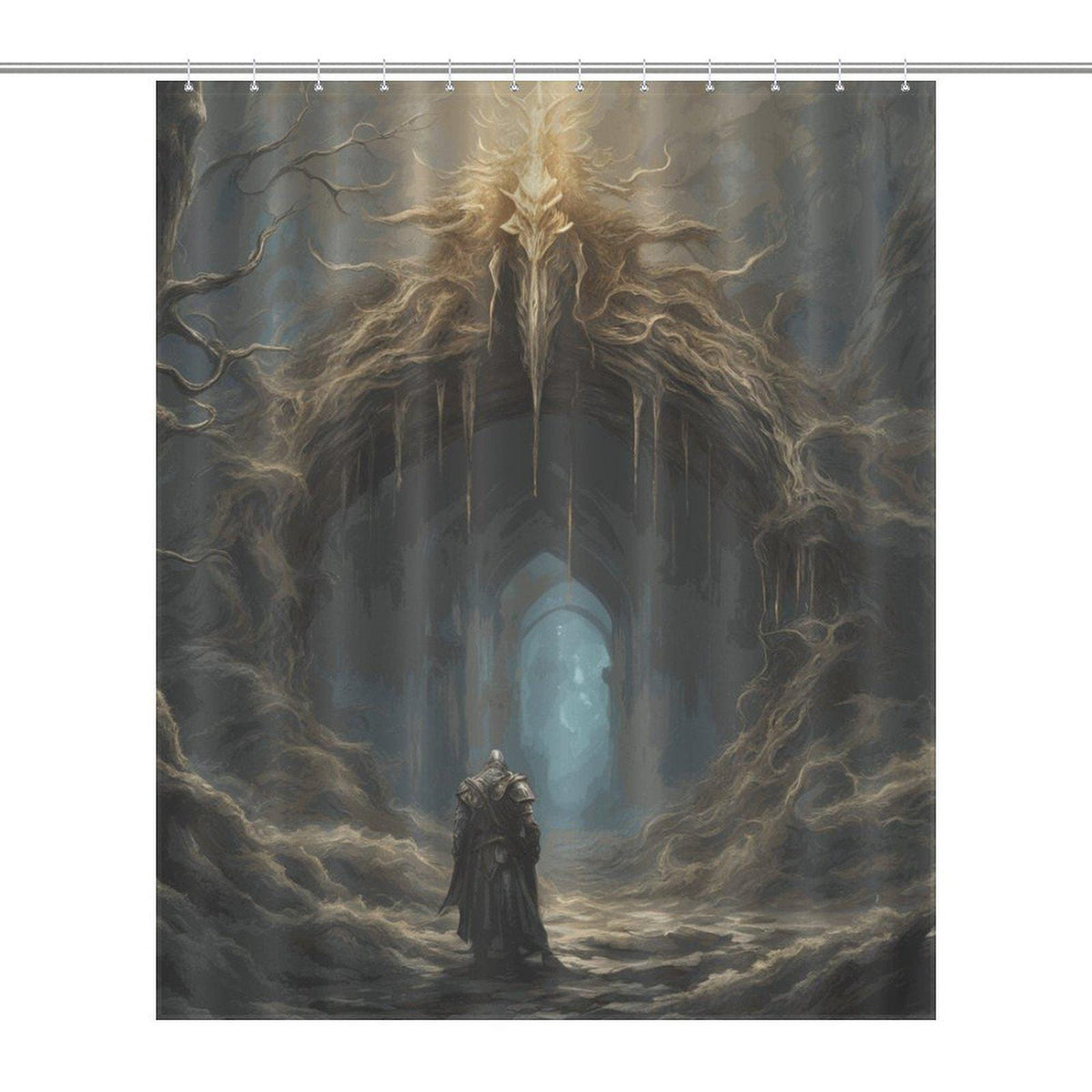 Elden Ring Warrior Gift Idea for Teen Gamer Dark Souls Bathroom Decor Gothic Fantasy Custom Shower Curtain Dark Academia Goblincore Decor