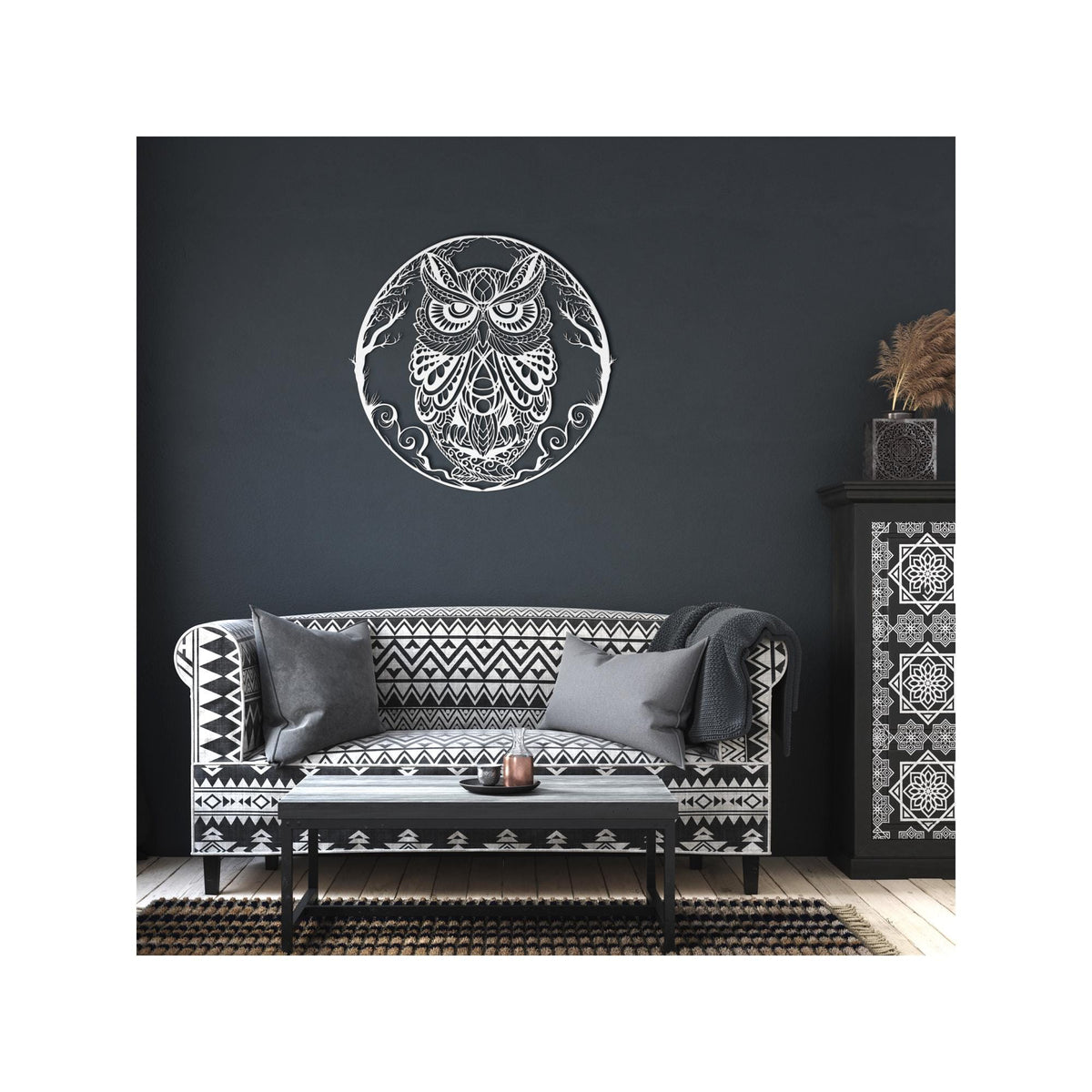 Witchy Decor Gift Idea Gothic Wall Art for Entryway Owl Metal Wreath Sign Custom Weirdcore Decor for Halloween Birthday Gift for Goth Lover
