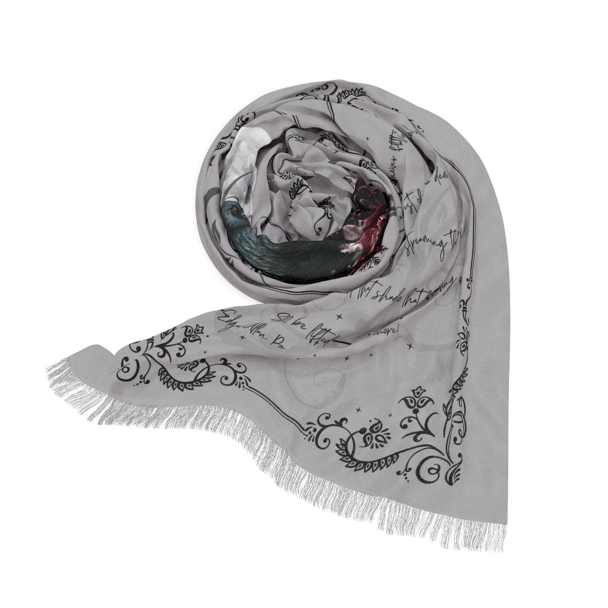 Edgar Allan Poe "The Raven" Poem Scarf: Gothic Book Lover Gift