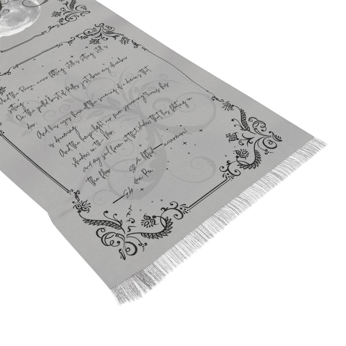 Edgar Allan Poe "The Raven" Poem Scarf: Gothic Book Lover Gift