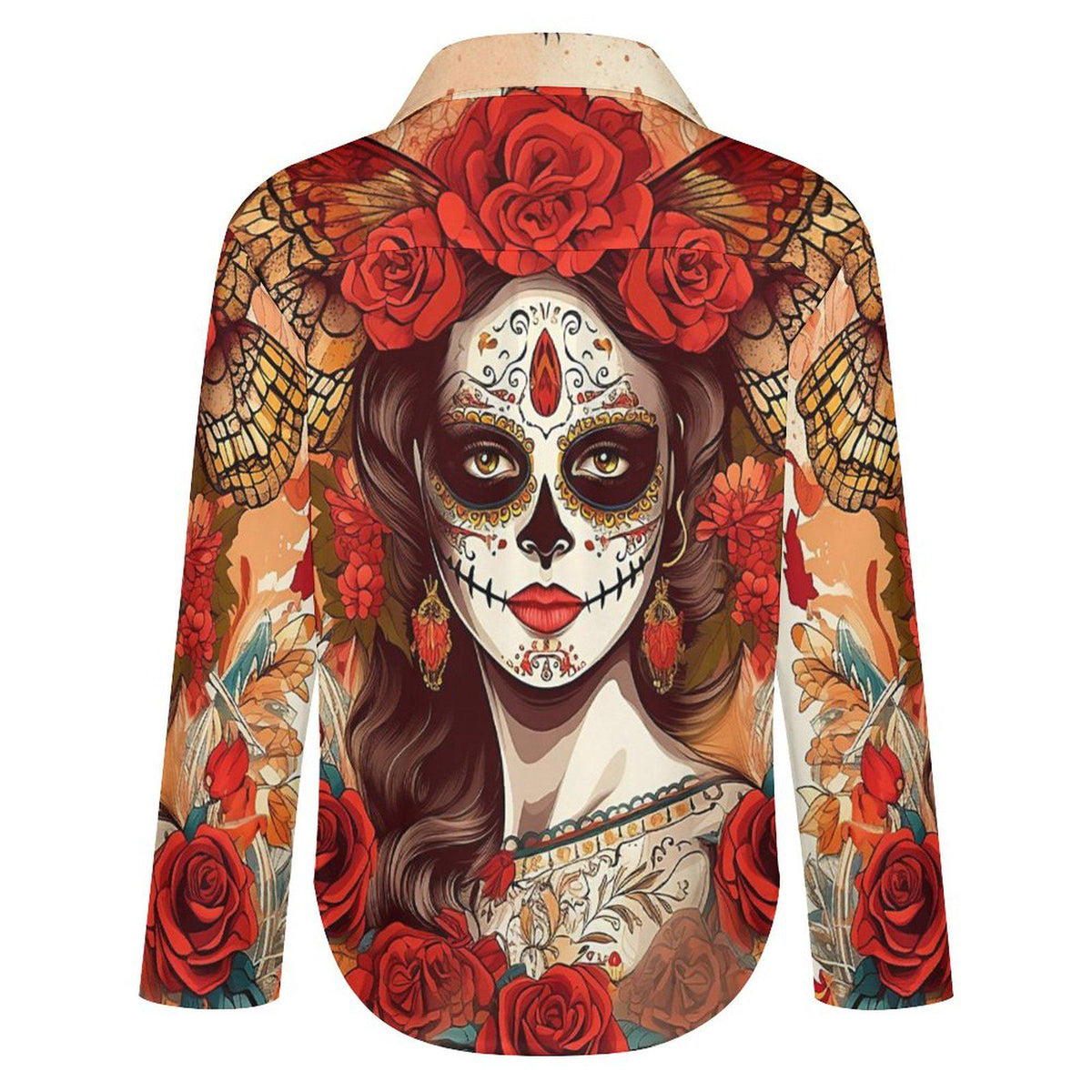 Witchy Day of the Dead Sugar Skull Blouse, Halloween Fashion