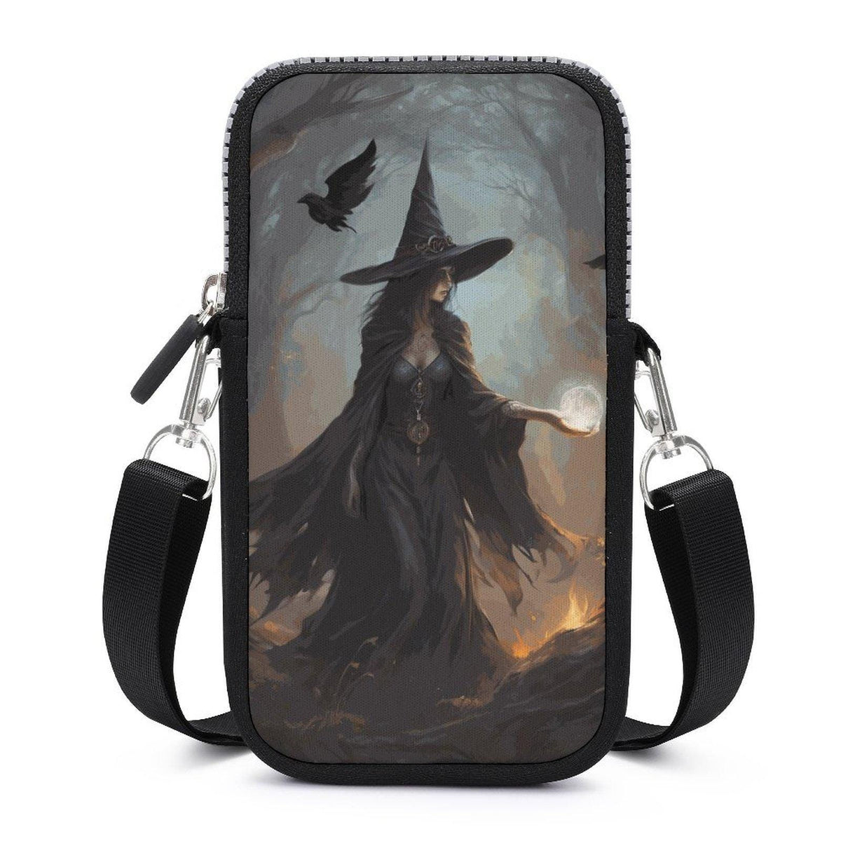 Mystical Witch Cell Phone Crossbody Pouch Personalization Option