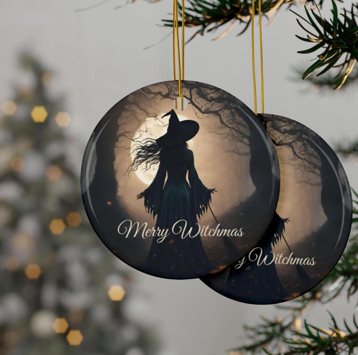 Merry Witchmas Ornament Gift for Occult Coworker Witch Gift Dark Cottagecore Winter Solstice Practical Magic Full Moon Pagan Yule Decor