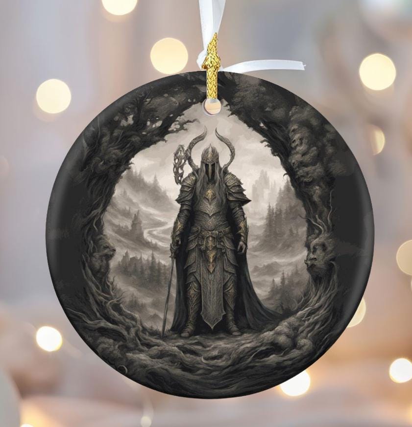 Great Gift Idea for Gamer Elden Ring Warrior King Christmas Season Ornament Dark Souls Gothic Video Game Decor Gift for Son for the Holidays