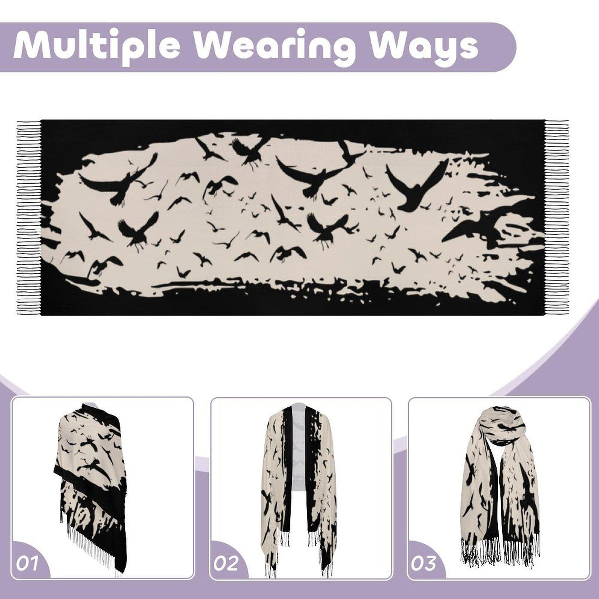 Goth Winter Murder of Crows Wiccan Cape Raven Witch Gift Shawl Wrap Witchy Alt Clothing Flock of Birds Gothic Accessories Pagan Gift for Her