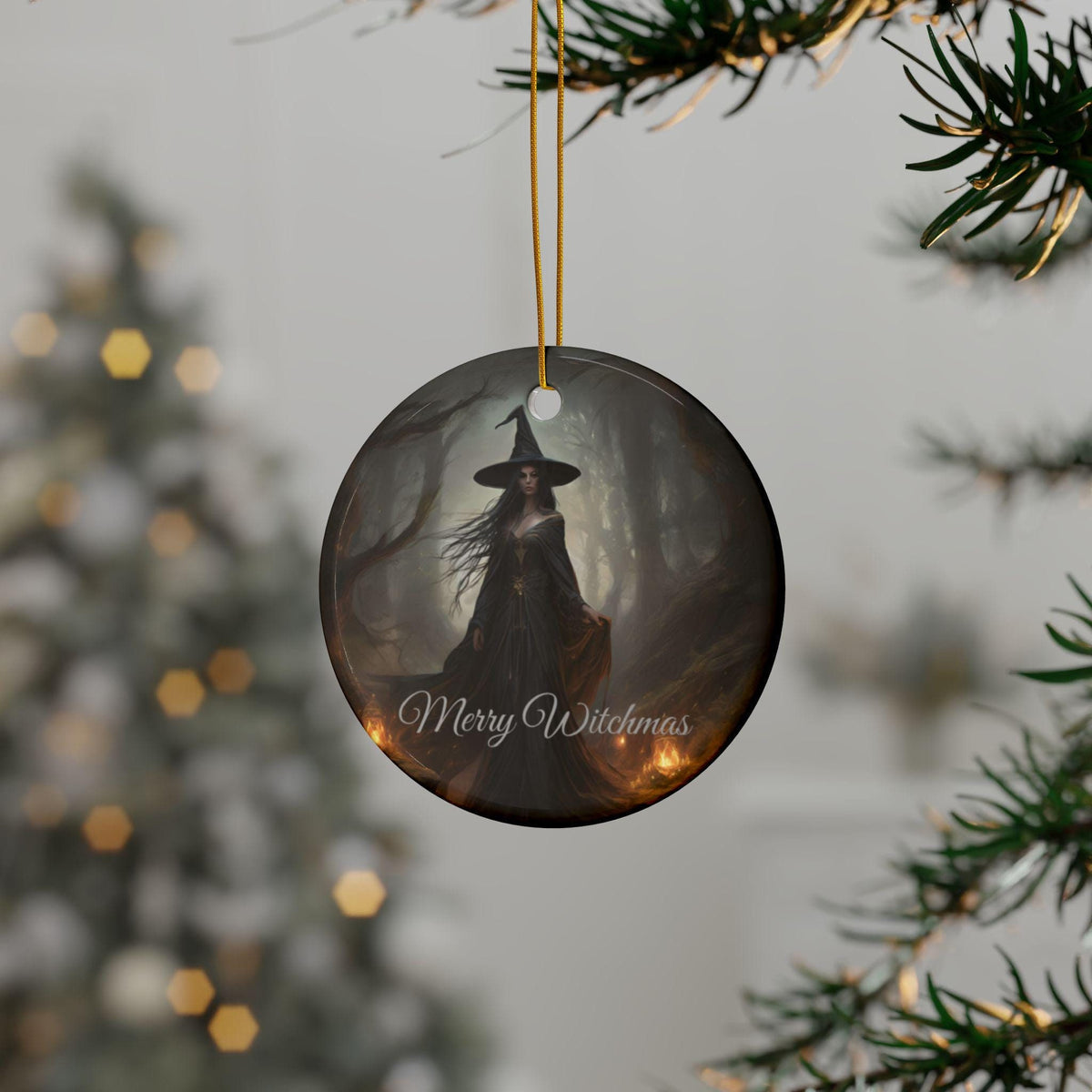 Dark Cottagecore Personalized Gift for Witch Gothmas Merry Witchmas Holiday Ornament Witchy Yule Christmas Season Cool Yule Pagan Decor