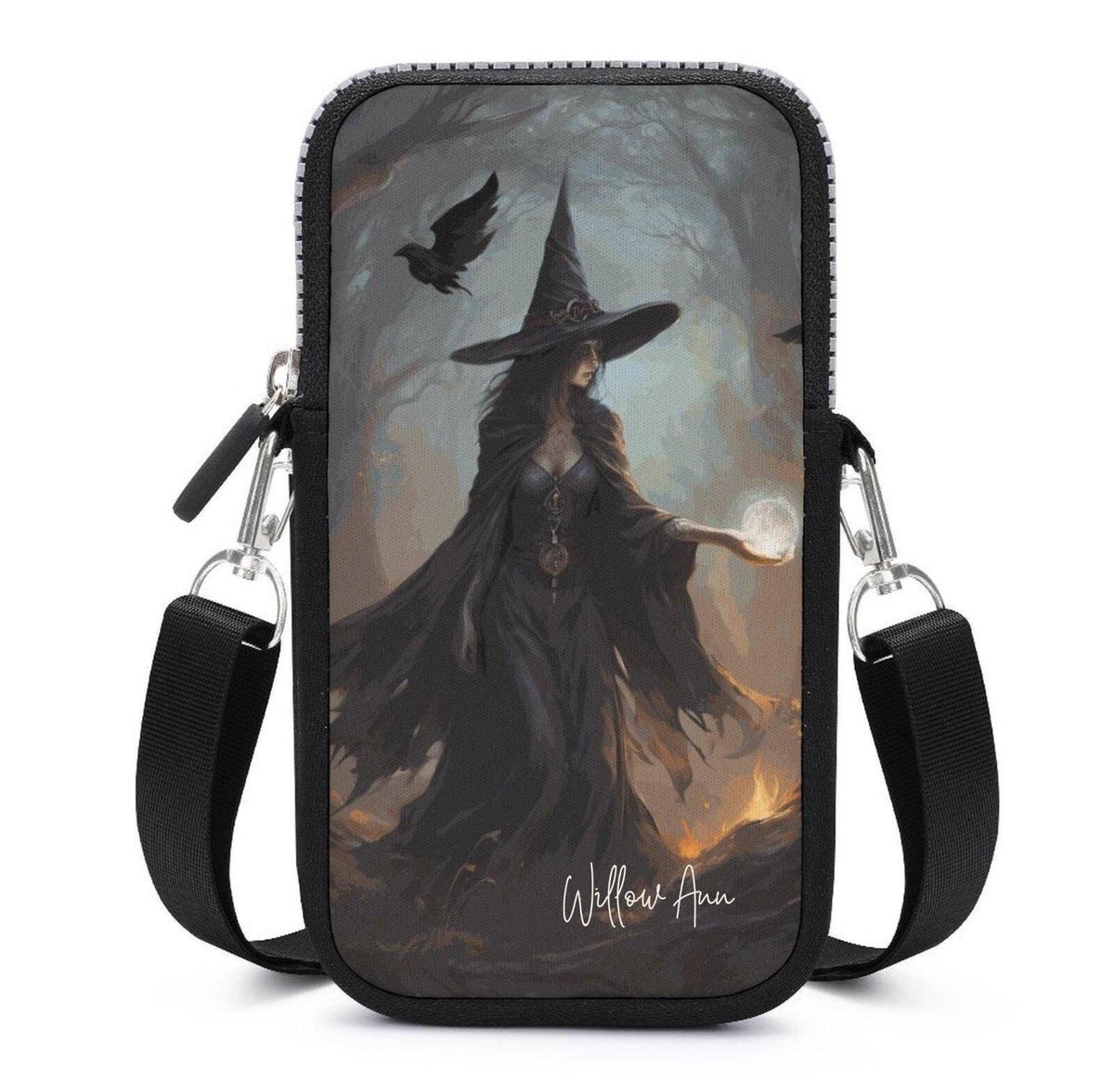 Mystical Witch Cell Phone Crossbody Pouch Personalization Option