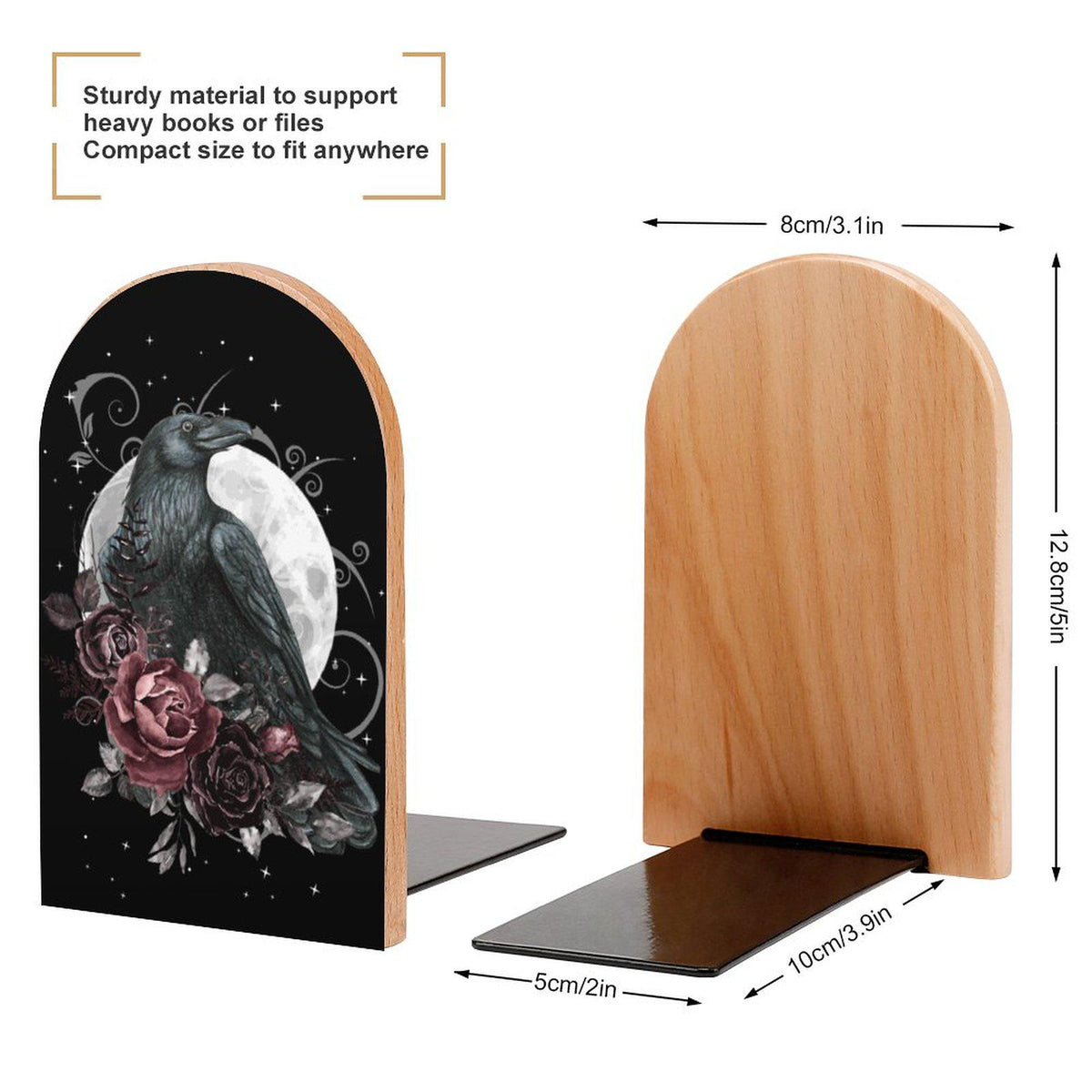 Cottagecore Crow Bookends: Witchy Occult Decor - The Raven