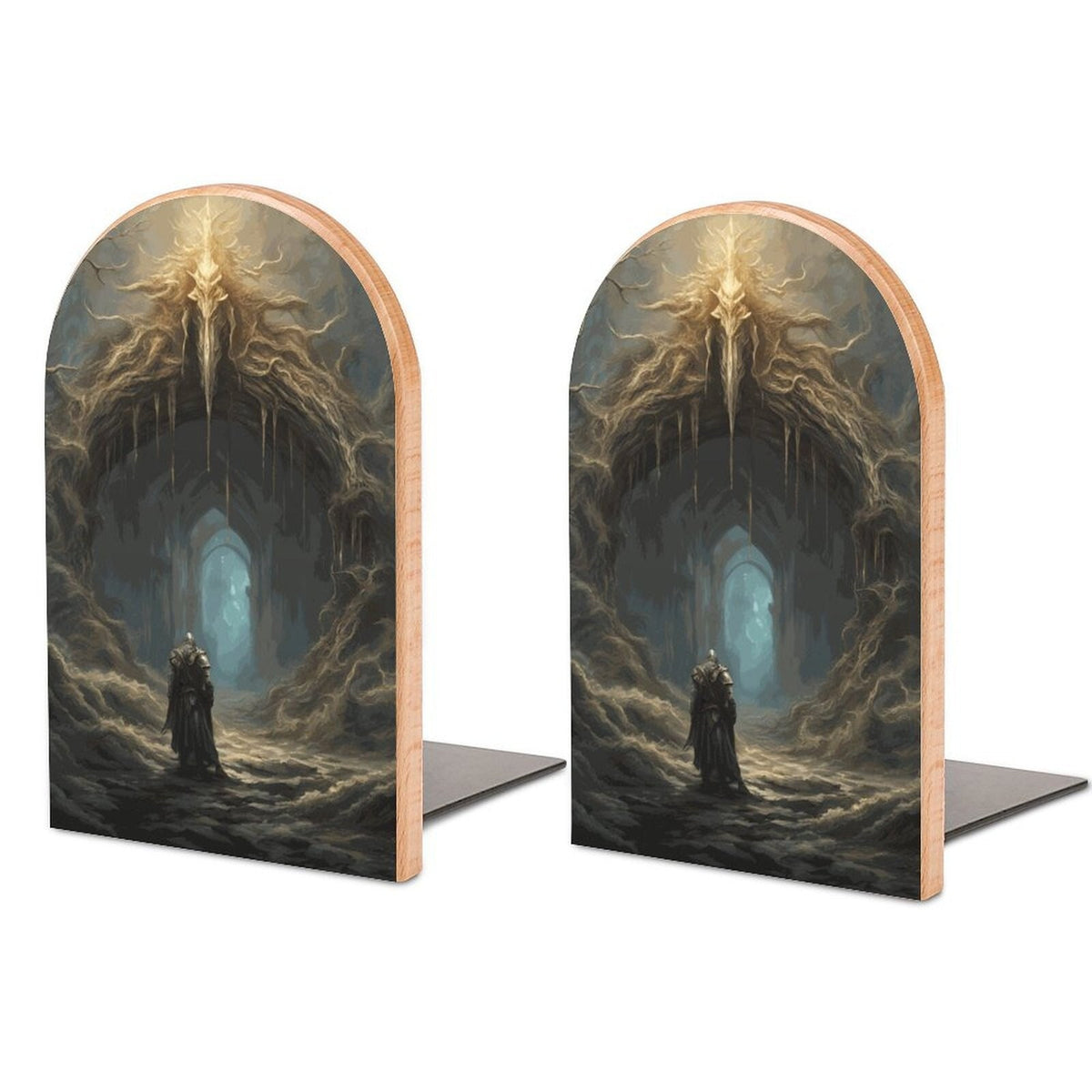 Elden Ring Bookends Age of Sigmar Beech Wood & Iron Night Lord Gamer Decor Dark Souls Video Game Fantasy Bookend Mordheim Gamer Gothic Decor