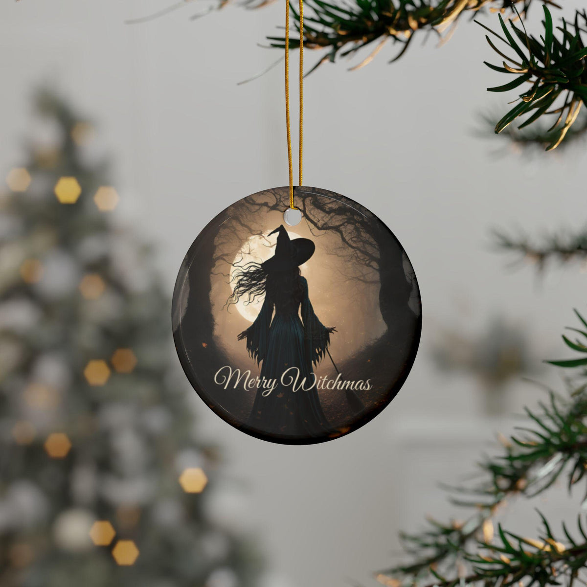 Merry Witchmas Ornament Gift for Occult Coworker Witch Gift Dark Cottagecore Winter Solstice Practical Magic Full Moon Pagan Yule Decor