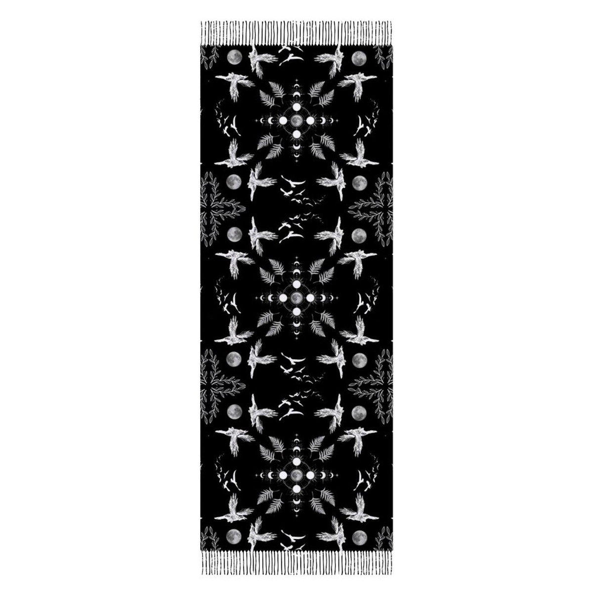 Raven Gothic Shawl Witch Christmas Pagan Accessory Moon Phase Celestial Scarf Cape Sorcière Gothic Fashion Gift Crow Accessories Moon Cape