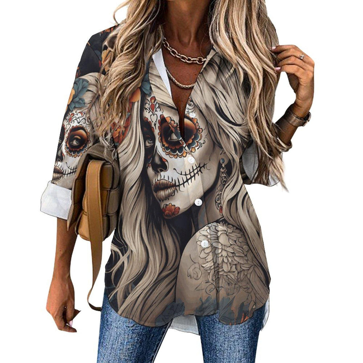 Perfect Halloween Trick or Treat Shirt for Mom Day of the Dead Womens Sugar Skull